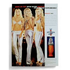 2001 Michelob Light Print Ad Sexy Blondes Silver Outfits New Year Party y2k‎ Era